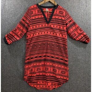Live 4 TRUTH Dress Woman's Roll Tab Sleeve Aztec Geometric Print Size Medium
